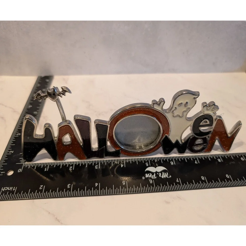 Halloween Enamel Glitter Picture Frame Ghost Bat Bobble Metal Small Photo Frame